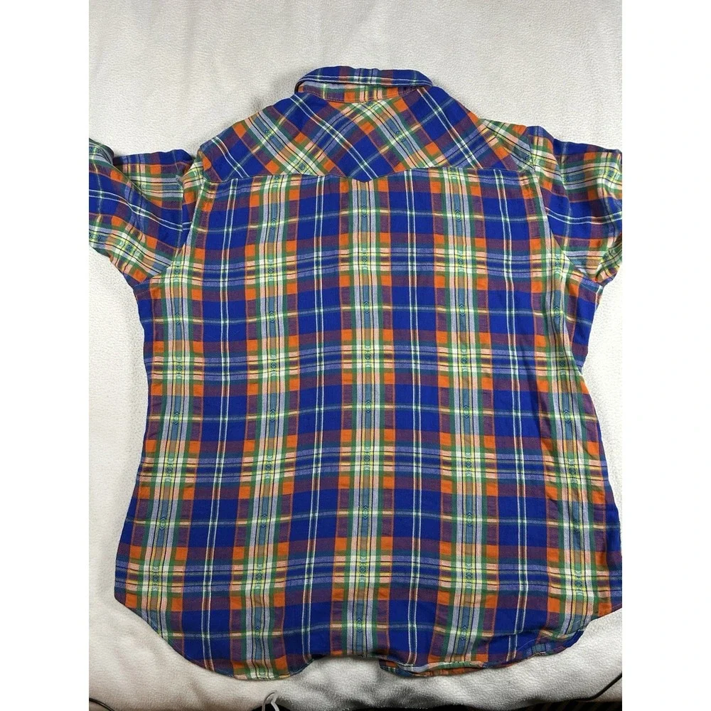 Polo Ralph Lauren Pearl Snap Men's XL Western Flannel Plaid Americana Rodeo VTG